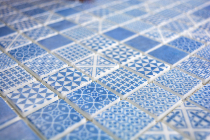Mosaïque rétro vintage ECO GLAS bleu patchwork MOS145-P-40_f | 10 tapis de mosaïque