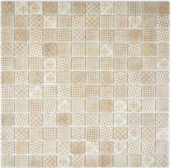 Retro Vintage Carreau de mosaïque ECO GLAS beige patchwork MOS145-P-50_f | 10 Tapis de mosaïque