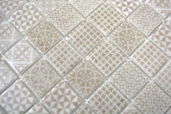 Retro Vintage Carreau de mosaïque ECO GLAS beige patchwork MOS145-P-50_f | 10 Tapis de mosaïque