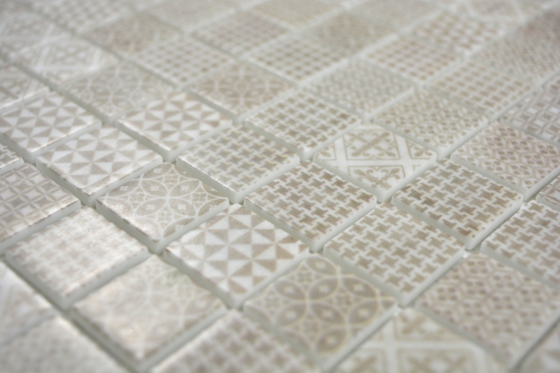 Retro Vintage Carreau de mosaïque ECO GLAS beige patchwork MOS145-P-50_f | 10 Tapis de mosaïque