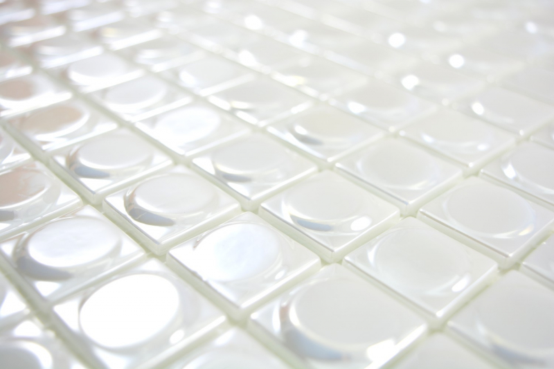 Échantillon manuel de mosaïque Carreau ECO Recyclé GLAS ECO blanc métallisé 3DR MOS350-12_m