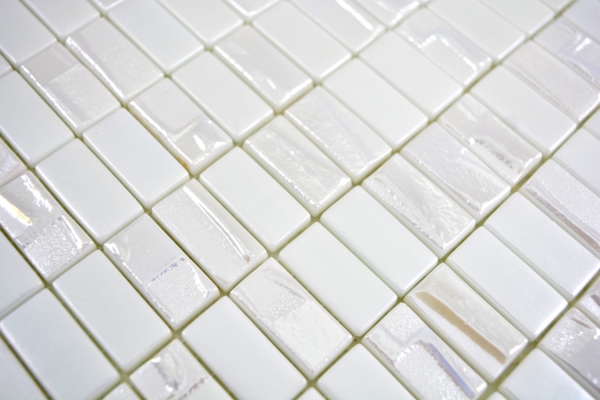 Échantillon manuel Carreau de mosaïque ECO Recycling GLAS Rectangle ECO blanc métallisé 3D MOS355-01_m
