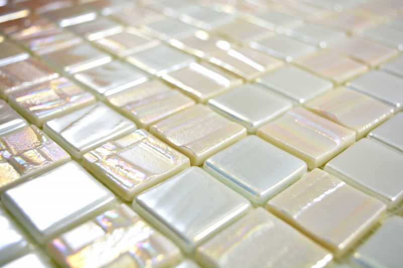 Échantillon manuel Carreau de mosaïque ECO Recyclé GLAS ECO blanc métallisé 3D MOS355-11_m