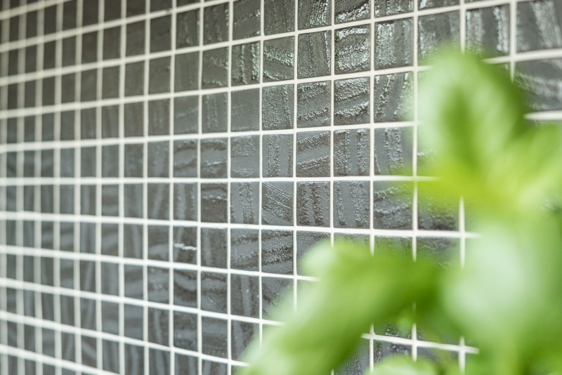 Mosaïque de verre Revêtement mural durable Carrelage recyclé noir anthracite MOS360-03