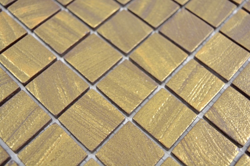 Mosaïque de verre Revêtement mural durable Recyclage satin or MOS360-05