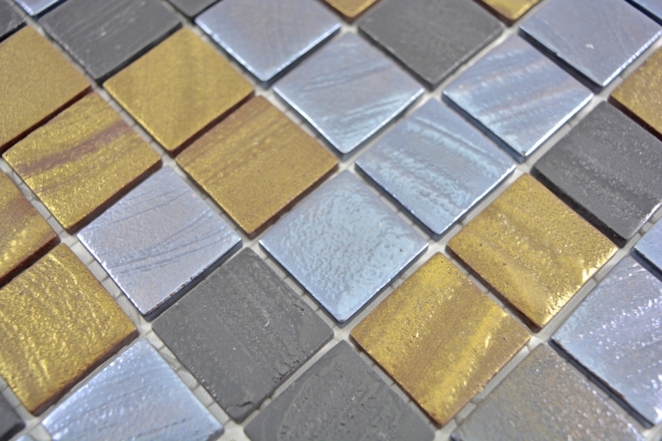 Carreau de mosaïque ECO GLAS noir anthracite satin or bronze oxyde MOS360-357_f | 10 Tapis de mosaïque