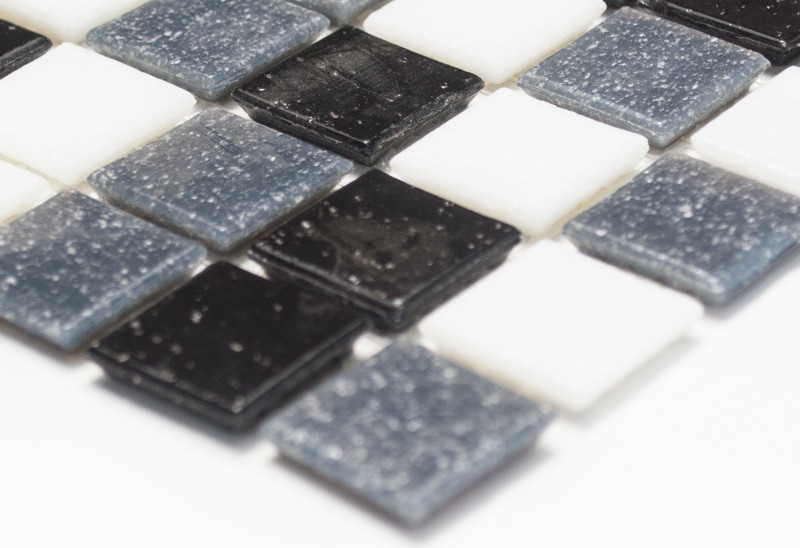 Mosaïque de verre Carreau de mosaïque blanc gris noir Carreau de salle de bain Dos de douche Miroir de carrelage MOS52-0302