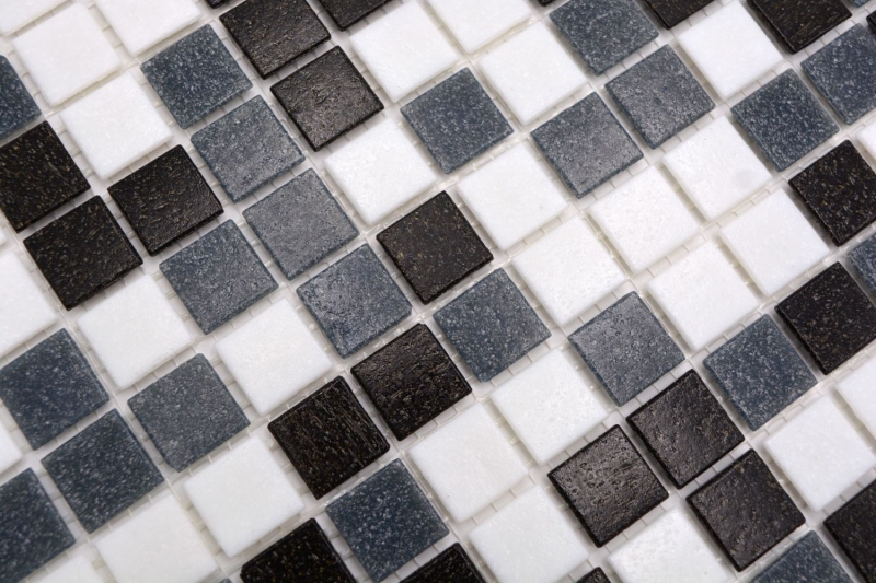 Mosaïque de verre Carreau de mosaïque blanc gris noir Carreau de salle de bain Dos de douche Miroir de carrelage MOS52-0302