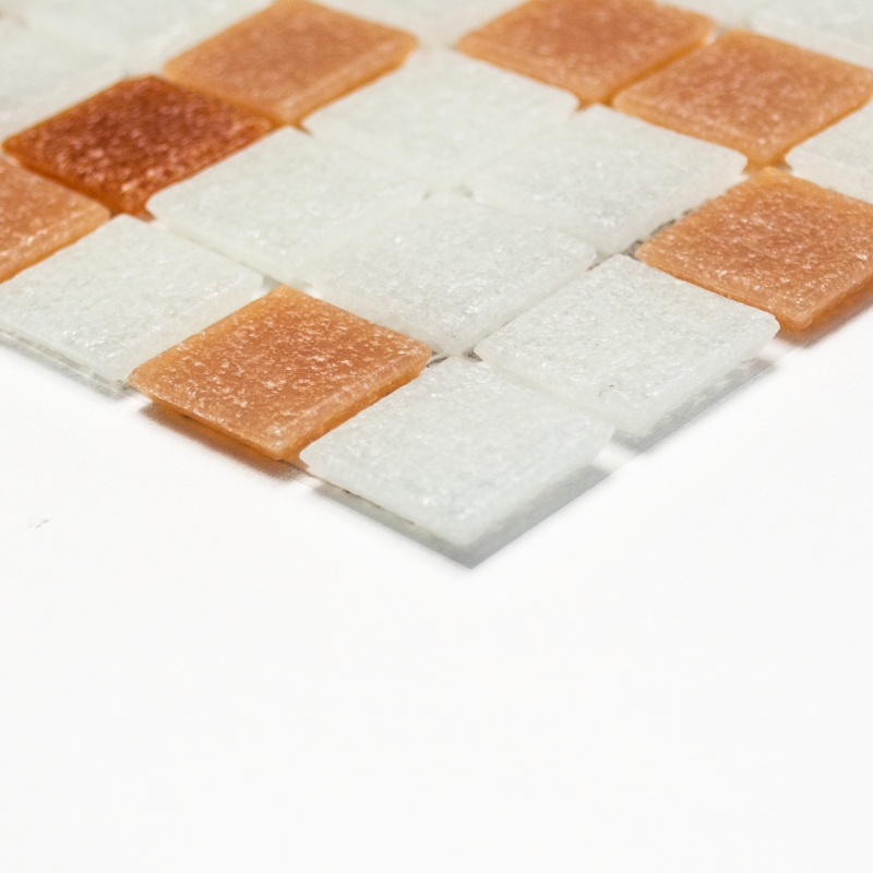 Mosaïque de verre Carreaux de mosaïque blanc rose brun terracotta Carreau de salle de bain Dos de douche Miroir de carrelage MOS52-1002