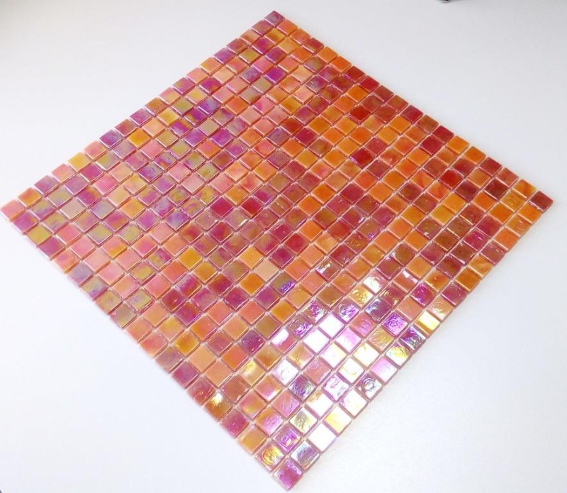Mosaïque de verre Carreaux de mosaïque orange rouge irisé mur carreaux MOS58-0902
