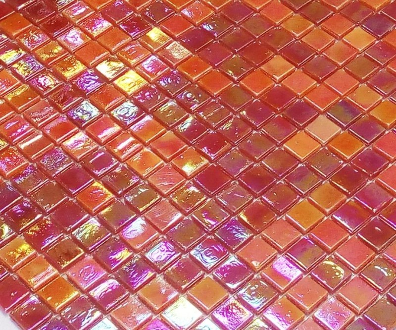 Mosaïque de verre Carreaux de mosaïque orange rouge irisé mur carreaux MOS58-0902
