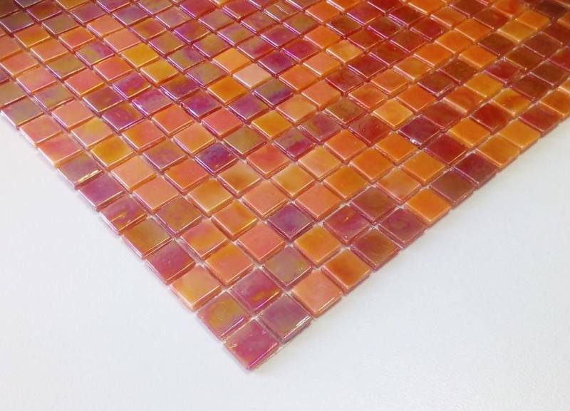 Mosaïque de verre Carreaux de mosaïque orange rouge irisé mur carreaux MOS58-0902