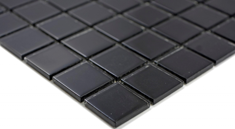 Motif main Carreau de mosaïque de verre translucide Crystal noir BAD WC cuisine MUR MOS63-0302_m
