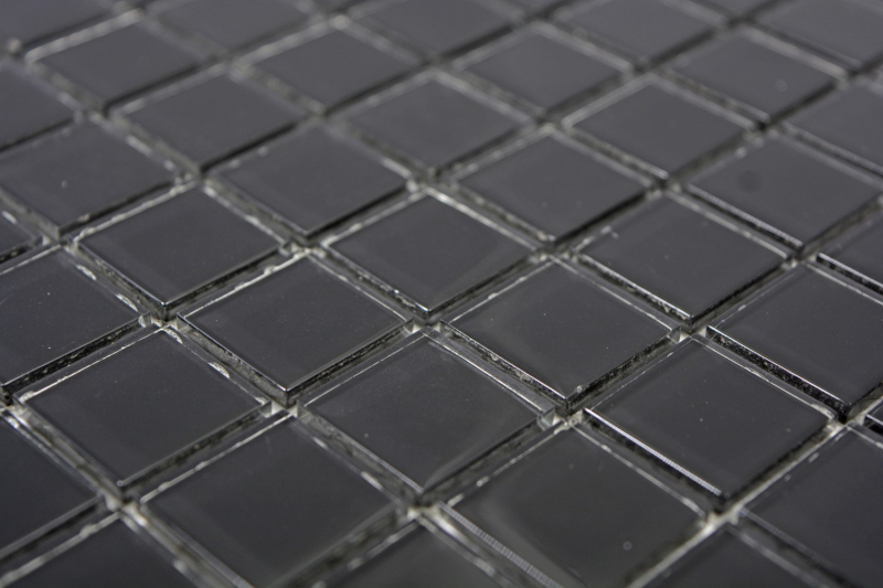 Motif main Carreau de mosaïque de verre translucide Crystal noir BAD WC cuisine MUR MOS63-0302_m
