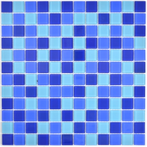 Motif main Carreau de mosaïque de verre translucide Crystal bleu BAD WC cuisine MUR MOS63-0405_m