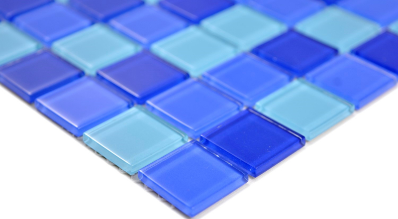 Motif main Carreau de mosaïque de verre translucide Crystal bleu BAD WC cuisine MUR MOS63-0405_m