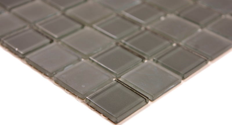 Échantillon manuel Carreau de mosaïque de verre translucide Crystal gris anthracite gris mat MOS63-2602_m