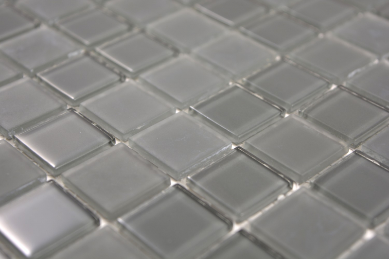 Échantillon manuel Carreau de mosaïque de verre translucide Crystal gris anthracite gris mat MOS63-2602_m