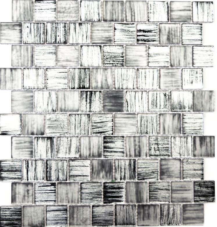 Mosaïque Carreau de verre Mosaïque de verre laiteux Structure noir clair mat givré MOS68-CF41