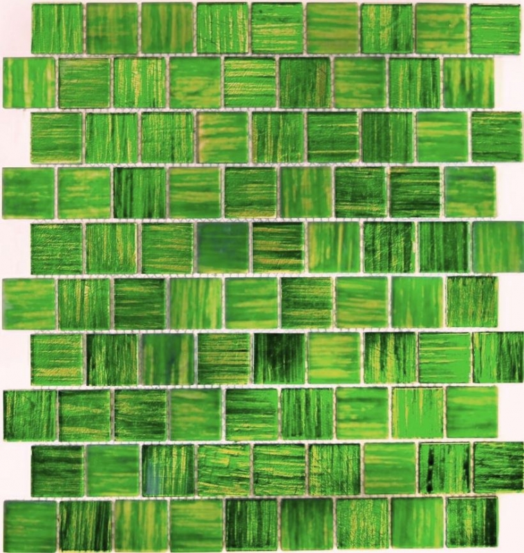 Motif manuel Carreau de mosaïque translucide en verre Crystal structure vert clair givré MOS68-CF43_m