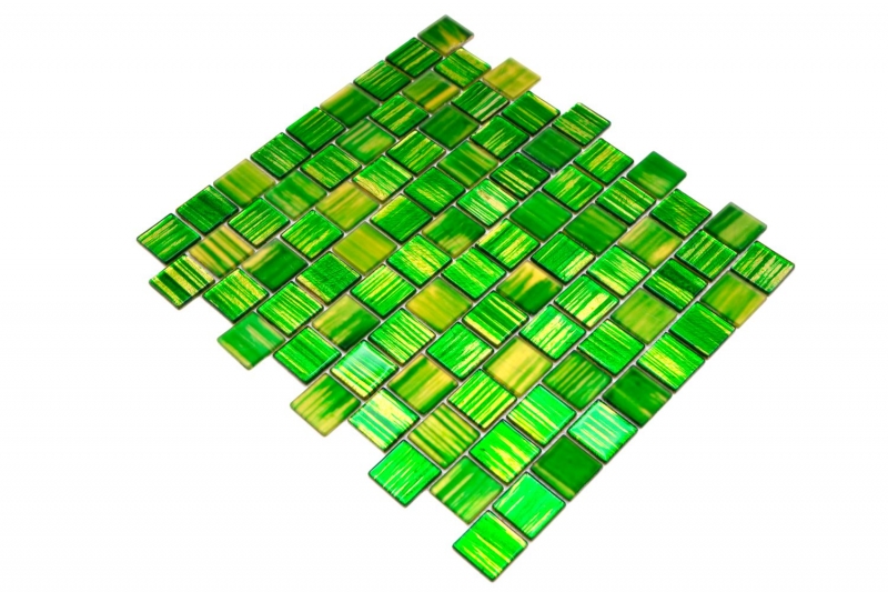 Mosaïque de verre Carreaux de carrelage Verre laiteux or jaune vert clair mat givré MOS68-CF43