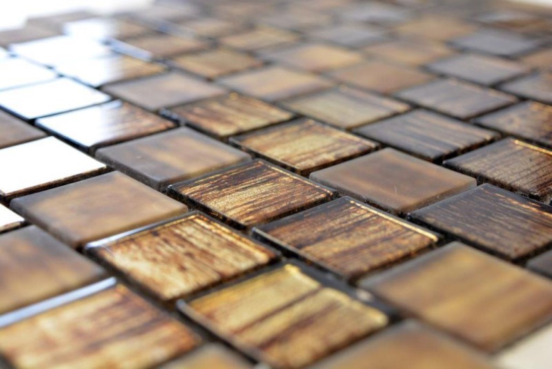Mosaïque de verre Carreaux de mosaïque verre dépoli or jaune brun clair mat givré MOS68-CF45