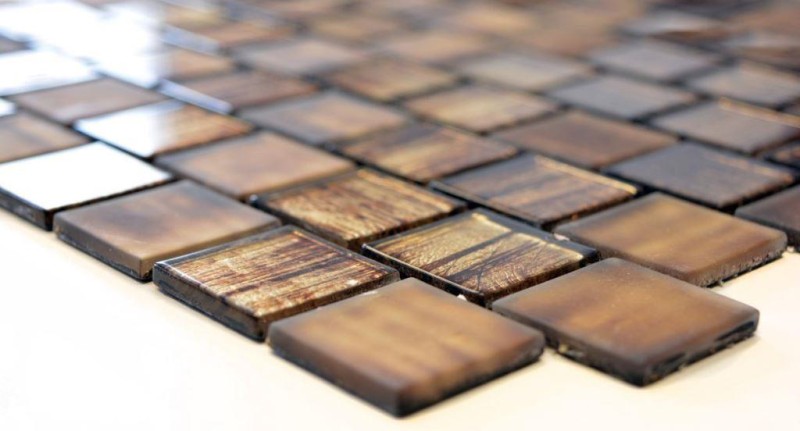 Mosaïque de verre Carreaux de mosaïque verre dépoli or jaune brun clair mat givré MOS68-CF45