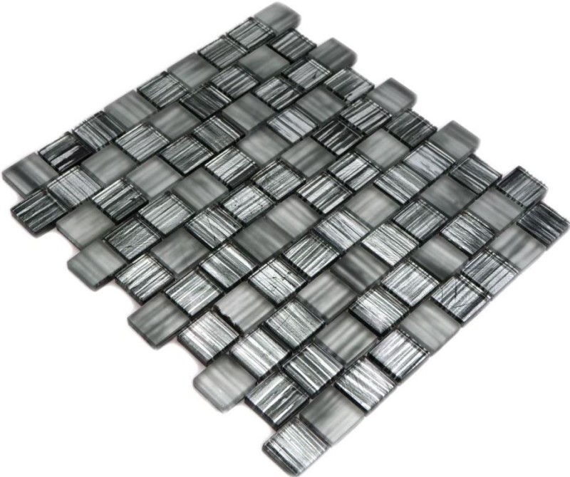 Mosaïque Carreau de verre Mosaïque de verre Crystal Verre laiteux noir clair mat givré MOS78-CF81