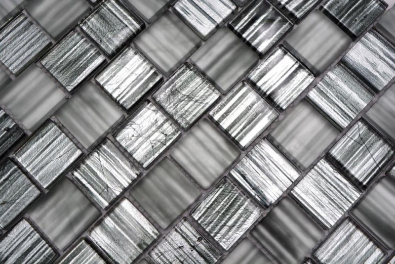 Mosaïque Carreau de verre Mosaïque de verre Crystal Verre laiteux noir clair mat givré MOS78-CF81