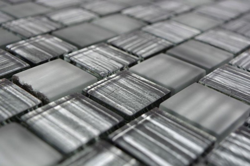 Mosaïque Carreau de verre Mosaïque de verre Crystal Verre laiteux noir clair mat givré MOS78-CF81