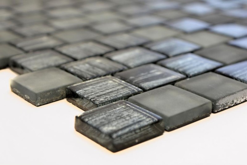 Mosaïque Carreau de verre Mosaïque de verre Crystal Verre laiteux noir clair mat givré MOS78-CF81