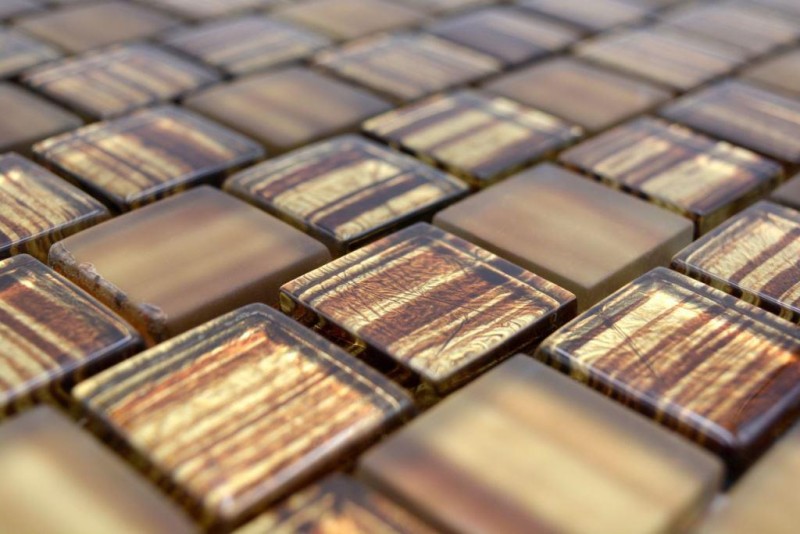 Mosaïque Carreau de verre Mosaïque de verre Crystal verre laiteux brun clair mat givré MOS78-CF85