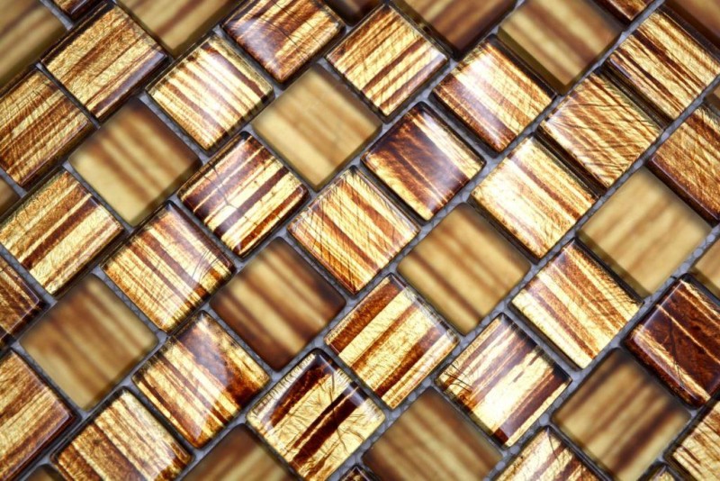 Mosaïque Carreau de verre Mosaïque de verre Crystal verre laiteux brun clair mat givré MOS78-CF85