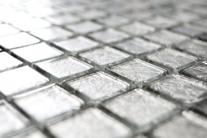 Motif manuel Carreau de mosaïque de verre translucide Crystal argent structure BAD WC cuisine MUR MOS68-4SB11_m