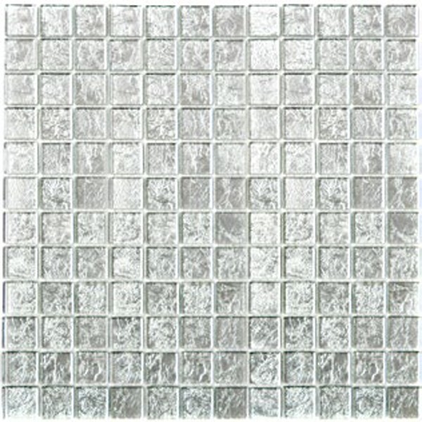 Motif manuel Carreau de mosaïque de verre translucide Crystal argenté structure MOS123-8SB16_m