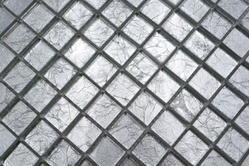 Mosaïque en verre argenté Carreau de mosaïque structuré Carrelage mural de cuisine MOS123-8SB16