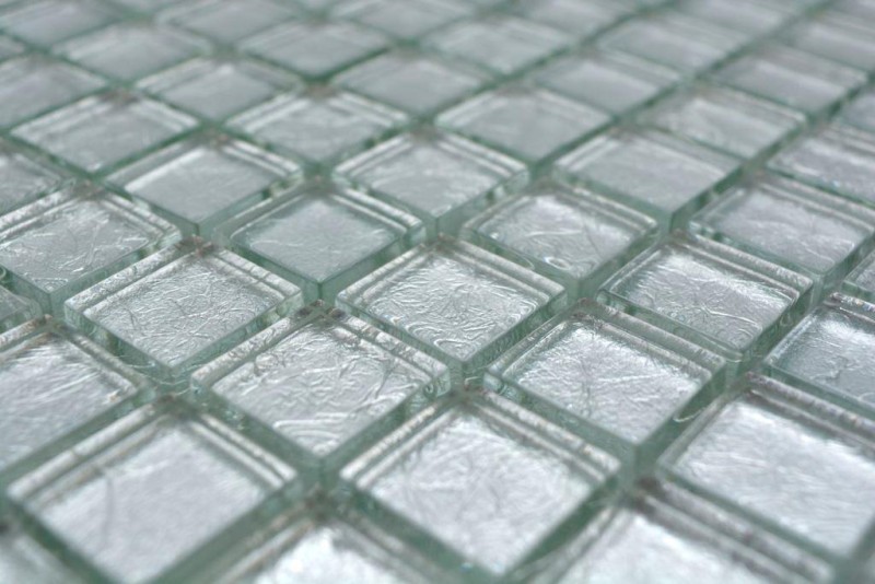 Mosaïque en verre argenté Carreau de mosaïque structuré Carrelage mural de cuisine MOS123-8SB16
