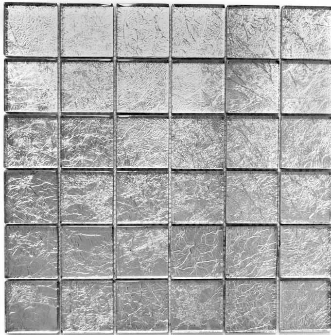 Motif manuel Carreau de mosaïque de verre translucide Crystal argenté structure MOS123-8SB26_m