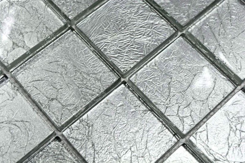 Mosaïque en verre argenté Carreau de mosaïque structurée Carrelage mural de cuisine MOS123-8SB26