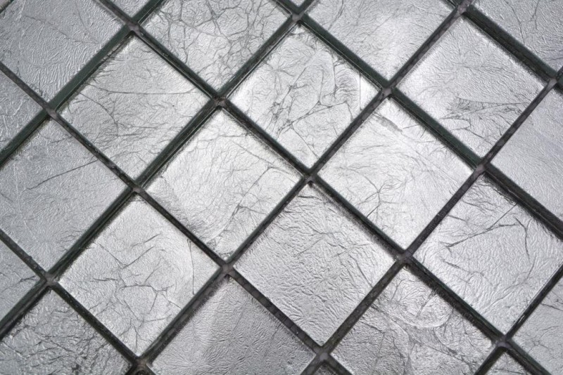 Mosaïque en verre argenté Carreau de mosaïque structurée Carrelage mural de cuisine MOS123-8SB26