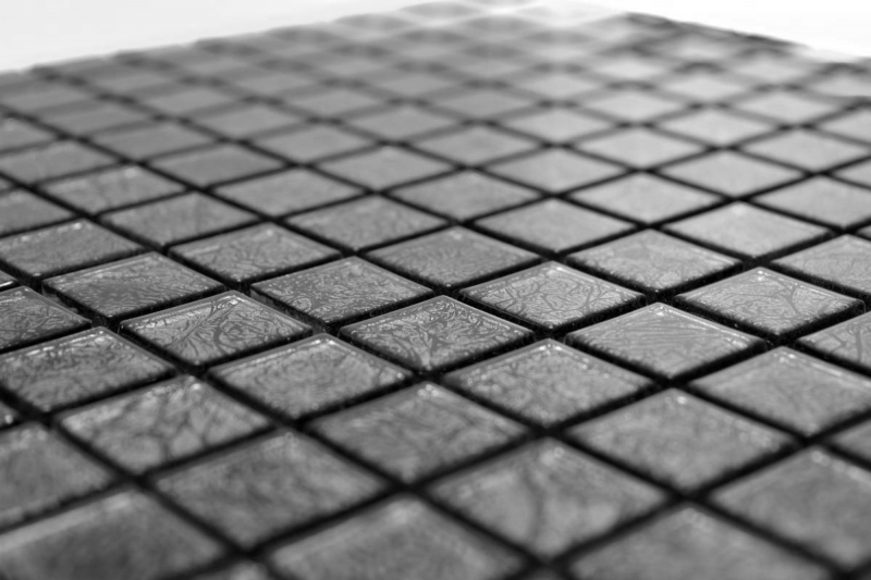 Motif manuel Carreau de mosaïque de verre translucide Crystal noir structure MOS63-CM-4BL12_m