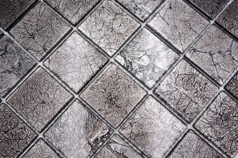 Mosaïque de verre Carreau de carrelage argenté anthracite noir Structure aspect métal MOS126-CM4BL22