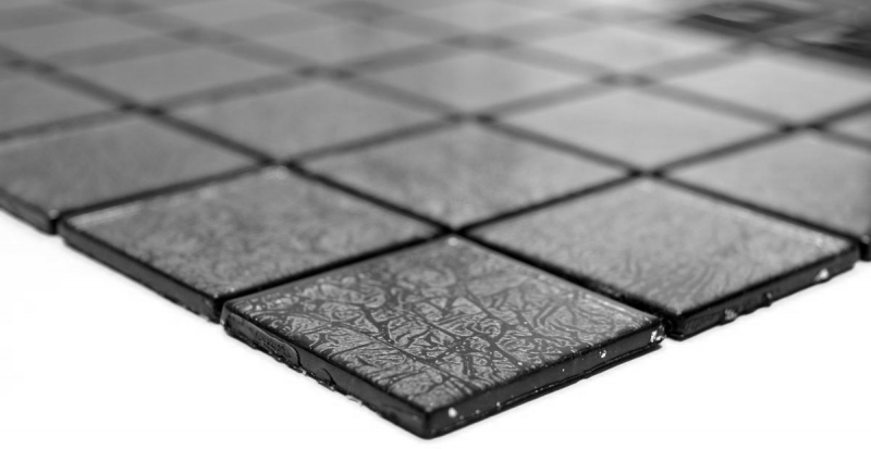 Motif manuel Carreau de mosaïque de verre translucide Crystal noir structure MOS126-CM4BL22_m