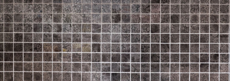Mosaïque de verre Carreau de carrelage argenté anthracite noir Structure aspect métal MOS126-CM4BL22