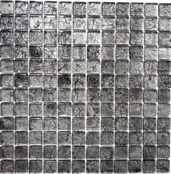 Motif manuel Carreau de mosaïque de verre translucide Crystal noir structure MOS126-8BL17_m