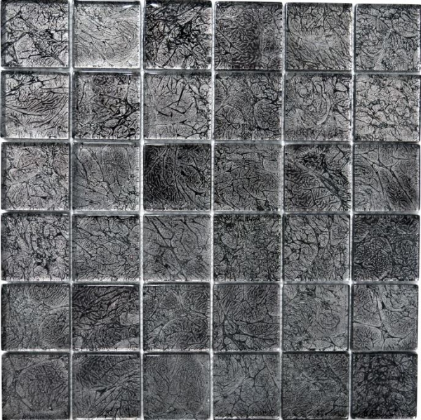 Motif manuel Carreau de mosaïque de verre translucide Crystal noir structure MOS126-8BL27_m