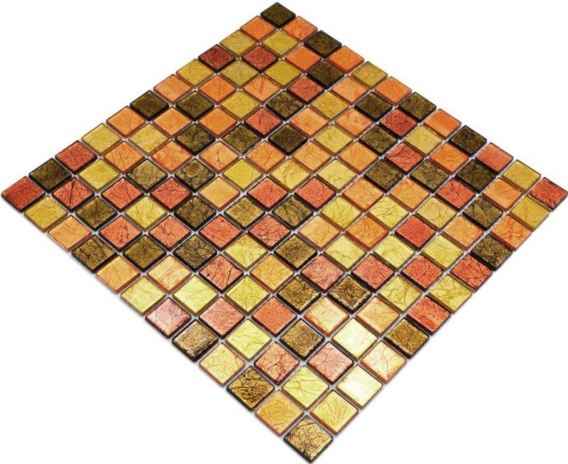 Mosaïque de verre or orange Carreau de mosaïque Structure Miroir de carrelage Cuisine Paroi de douche MOS120-7414