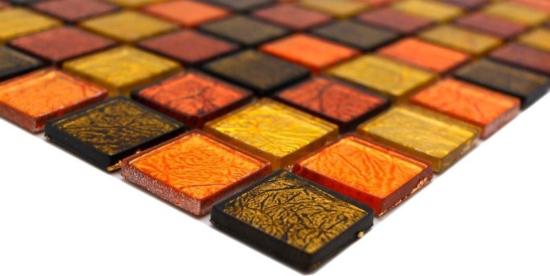 Mosaïque de verre or orange Carreau de mosaïque Structure Miroir de carrelage Cuisine Paroi de douche MOS120-7414