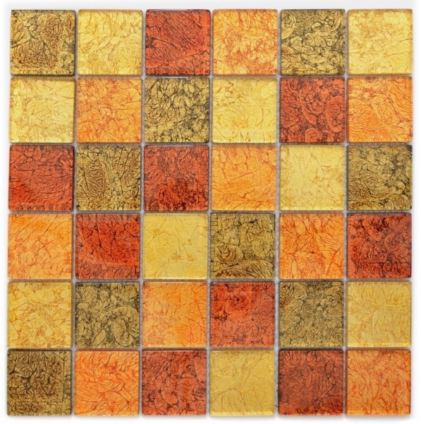 Motif manuel Carreau de mosaïque de verre translucide Crystal or orange structure MOS120-07424_m