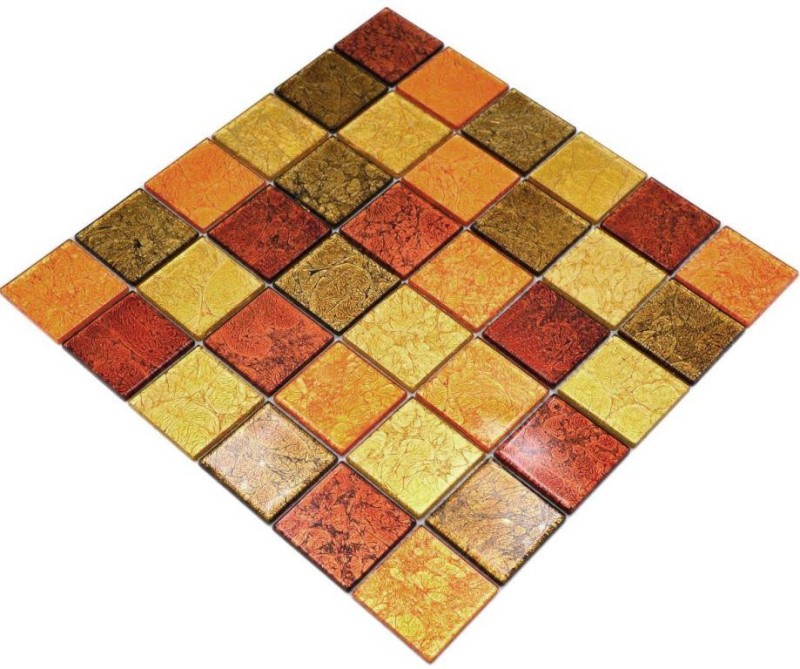 Mosaïque de verre or orange Carreau de mosaïque Structure Miroir de carrelage Cuisine Paroi de douche MOS120-7424